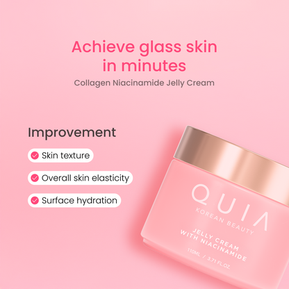 QUIA Collagen Jelly Cream – Lightweight Gel Moisturizer for Glowing, Plump Skin – With Niacinamide and Peptides – Korean Skincare for Daily Hydration